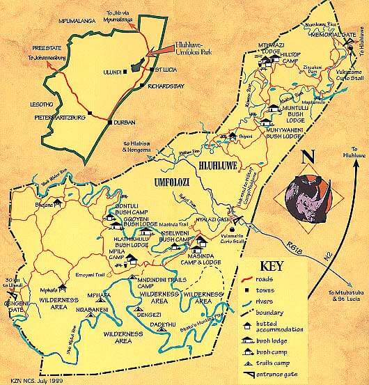 Hluhluwe Game Reserve Map Hluhluwe Game Reserve Map
